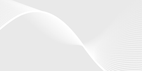 white wavy background. Elegant abstract vector background with smooth white wave lines on a light gray gradient.