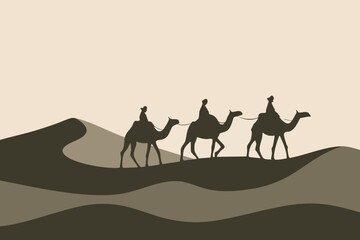camel in the desert vector illustration