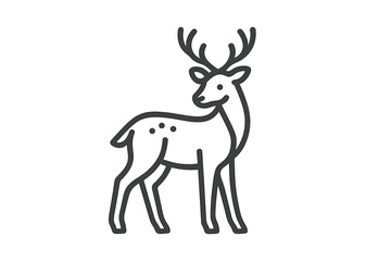 Fototapeta premium Outline icon of a standing deer with prominent antlers