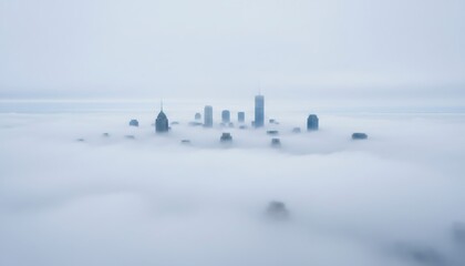 City Skyline Emerges Above Dense Sea of Morning Fog