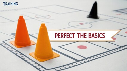 Orange Cones on Field Map Indicating Sports Training Drills