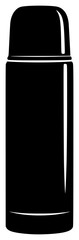 Fototapeta premium A black and white silhouette of a thermos bottle, appliance, black, bottle, container, cosmetic, home appliance, illustration, lid, lipstick, liquid, against transparent background