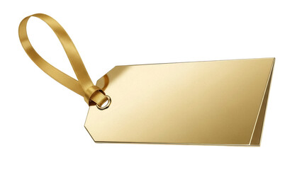Elegant gold price tag PNG isolated on transparent background, shiny metallic label with ribbon for luxury branding and retail