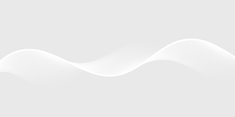 white wavy background. Elegant abstract vector background with smooth white wave lines on a light gray gradient.