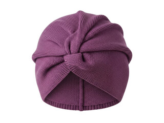 Isolated fashionable purple turban, trendy hat, women's style accessory for cold weather