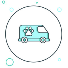 Line Veterinary ambulance icon isolated on white background. Veterinary clinic symbol. Colorful outline concept. Vector