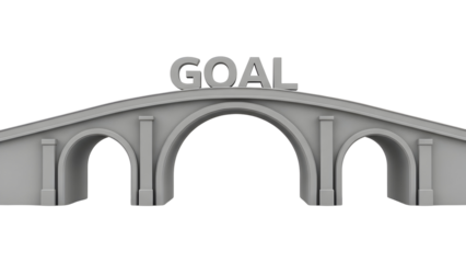 Gray arch bridge with the word “GOAL” prominently displayed on top, symbolizing achievement, success, and reaching objectives.