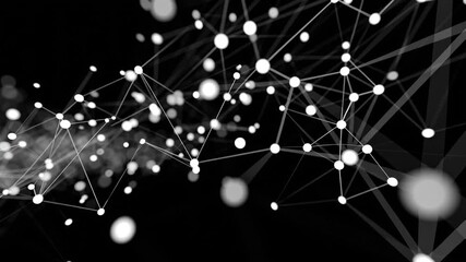 Exploring connections in data through lines and points in black and white - Powered by Adobe