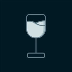 Line Wine glass icon isolated on black background. Wineglass icon. Goblet symbol. Glassware sign. Happy Easter. Flat filled outline style with shadow. Vector