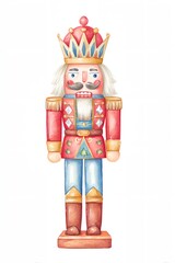 Wooden nutcracker with a red hat and mustache