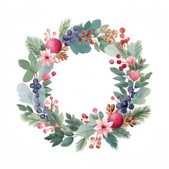 Wreath with a red and green design