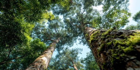 Two trees are growing in the forest