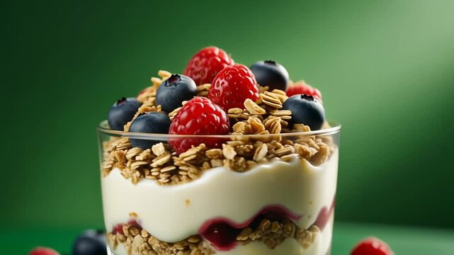 Delicious Berries Granola Yogurt Parfait Healthy Breakfast Dessert