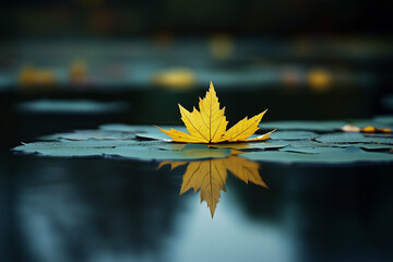 yellow leaves on the water