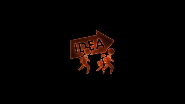 Glowing neon crowd sourcing icon neon brainstorm icon neon Idea Group Icon Video