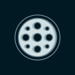 Line Sewing button for clothes icon isolated on black background. Clothing button. Flat filled outline style with shadow. Vector