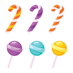 Colorful Candy Canes and Lollipops | Holiday Sweet Collection Vector