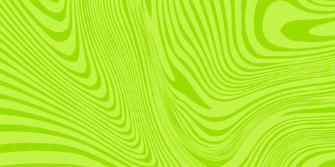 Abstract green background with hypnotic wavy lines pattern. Fresh and natural background