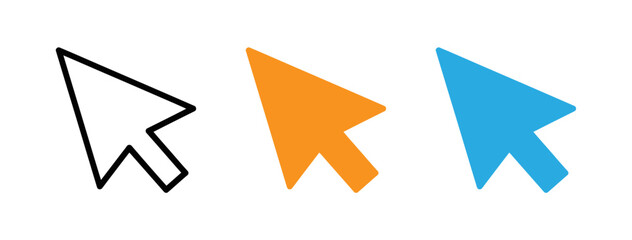 Cursor pointer icons in black orange and blue
