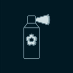Line Air freshener spray bottle icon isolated on black background. Air freshener aerosol bottle. Flat filled outline style with shadow. Vector