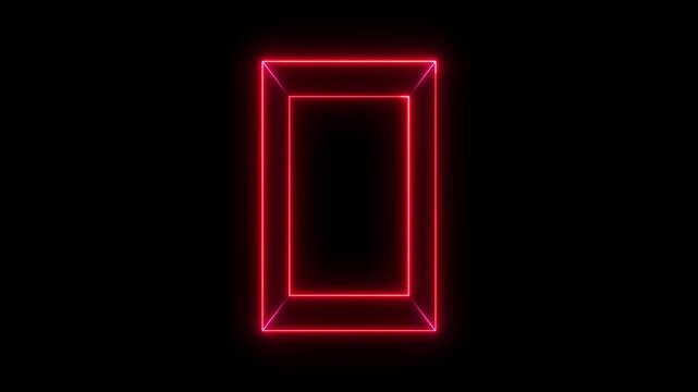 light glowing neon picture frame rectangle icon 4K footage video effect seamless loop.