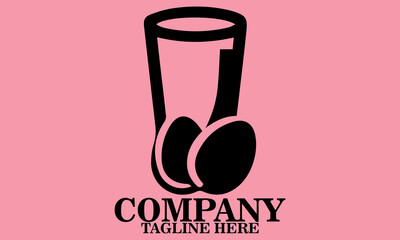 Eggnog Glass Logo design. Eggnog Glass Icon and Eggnog Glass Vector Illustration. Eggnog Glass and Eggs Silhouette Vector for National Eggnog Month December