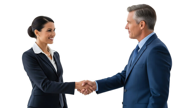 Two professionals in business attire shaking hands, exuding trust and partnership - Powered by Adobe