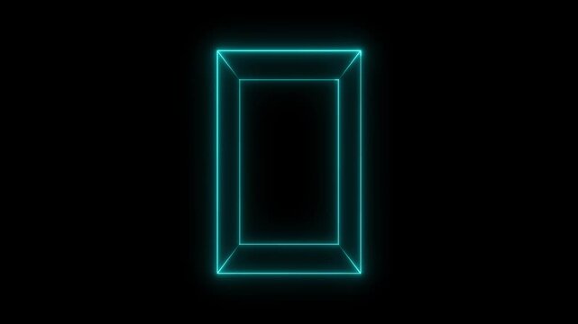 light glowing neon picture frame rectangle icon 4K footage video effect seamless loop.