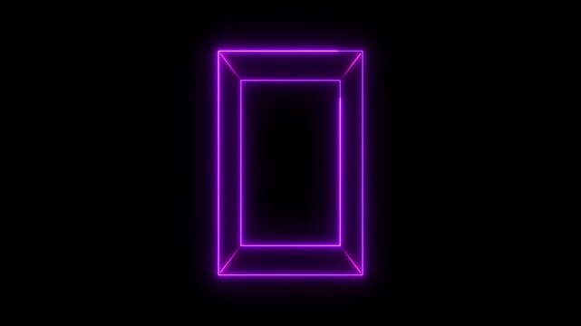 light glowing neon picture frame rectangle icon 4K footage video effect seamless loop.