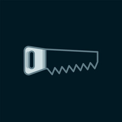 Line Hand saw icon isolated on black background. Flat filled outline style with shadow. Vector