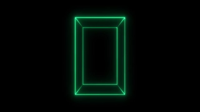 light glowing neon picture frame rectangle icon 4K footage video effect seamless loop.