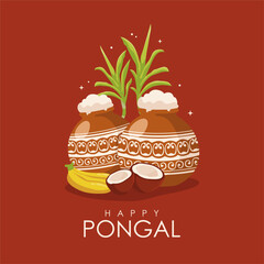 vector happy pongal greeting card design template