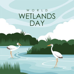 vector world wetlands day poster template