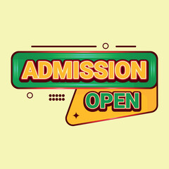 Admission open label badge sticker illustration concept design for promotional design