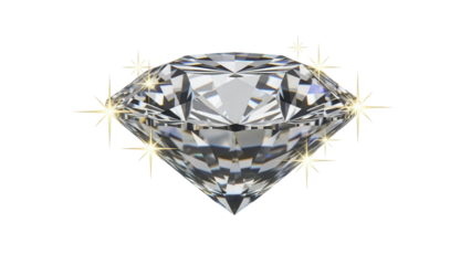 Sparkling diamond gemstone isolated PNG on transparent background, precious stone for jewelry design and luxury goods