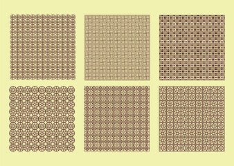 Vintage seamless old paper texture set with brown fabric-like patterns and textured canvas surface