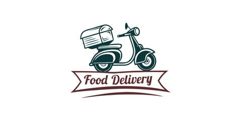 Vintage style scooter emblem perfect for establishing a charming and reliable food delivery service brand identity
