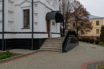 Entrance to the church building with steps