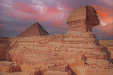 Sphinx of the Egyptian pyramids in Giza