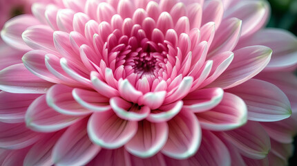Stunning macro view of a vibrant pink chrysanthemum bloom, showcasing its intricate petal structure and delicate natural beauty in a close-up floral concept