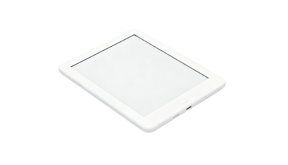 Modern digital e-reader device with a blank screen, perfect for showcasing study technology concepts, isolated on a clean white background.