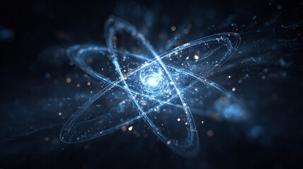 A mesmerizing image of a radiant atom, its electrons swirling around its nucleus, showcasing the marvels of atomic structure