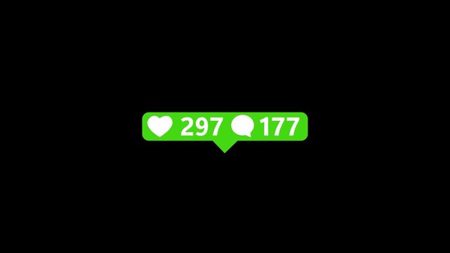 love and comment counter, social media numbers increase animation isolated on white background.