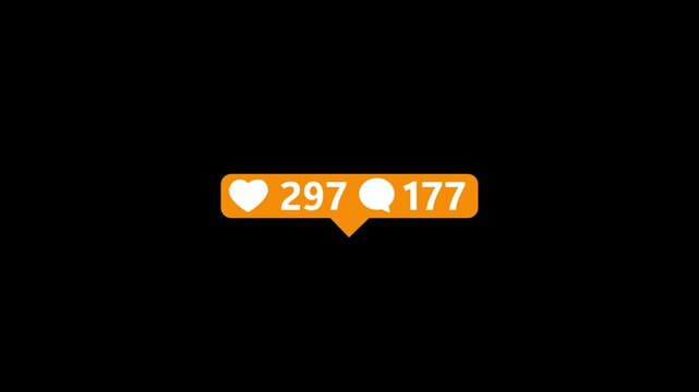 love and comment counter, social media numbers increase animation isolated on white background.