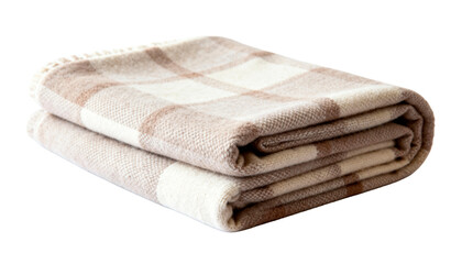 Soft Plaid Blanket, Neatly Folded for Cozy Comfort and Hygge Lifestyle Concept, Isolated on White.