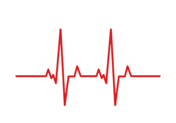 Red electrocardiogram heartbeat line isolated on transparent background