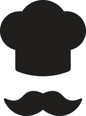 Obraz premium Chef Hat and Mustache Silhouette for Culinary, Kitchen, and Restaurant Branding