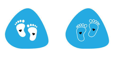 Baby Feet new born. Kids or baby feet and foot steps vector baby feet boy or girl sign. EPS 10