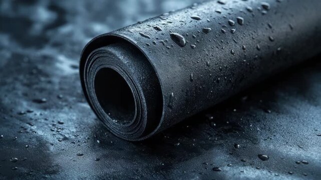 close-up of waterproof membrane roll texture, professional product photography with soft lighting,