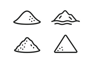 Naklejka na ściany i meble Four simple line icons depicting piles of sand or fine powder mounds
